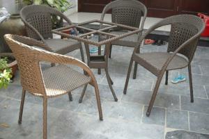 Bàn ghế cafe mây nhựa giá rẻ tại xưởng sản xuất HGH 509