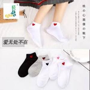 Combo 5 đôi tất nữ cổ ngắn hình tim phong cách Hàn Quốc