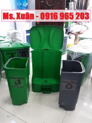 thùng rác y tế 2 ngăn, thùng phân loại rác 2 màu
