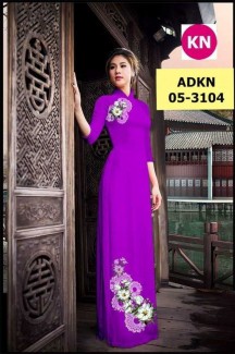 Vải áo dài in hình đẹp KN3104