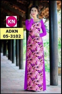 Mẫu vải áo dài in hình đẹp KN3102