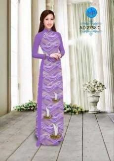 Vải áo dài in hình thuyền và biển AD 2758
