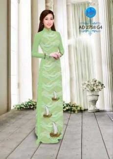 Vải áo dài in hình thuyền và biển AD 2758