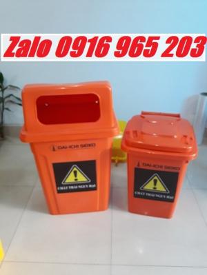 thùng rác màu cam 60 lít, thùng rác nhựa hdpe 60 lít