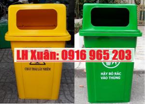 thùng rác nắp hở 95 lít màu vàng, màu xanh lá