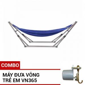 Combo Võng xếp inox cao cấp và máy đưa tự động VINANOI VNK-N01-VN365 (Xanh)