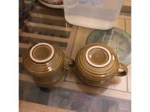 Cặp chén viền màu da lươn, chén dày và chắc, men già, dùng uống trà, cà phê đều phù hợp