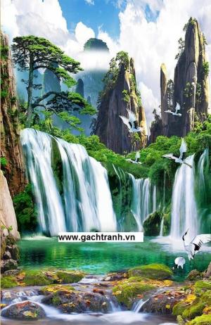 tranh thác nước đứng - gạch tranh 3d KL096