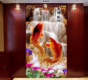 tranh gạch ốp tường cá chép phong thủy K891