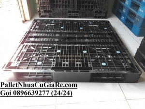 Giá pallet nhựa cũ 1100x1100x120mm (2 mặt) - Gọi 0896639277 (24/24)