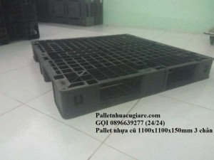Pallet nhựa cũ 1100x1100x150mm 3 chân - Gọi 0896639277 (24/24)