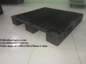 Giá pallet nhựa cũ 1100x1100x150mm 3 chân - Gọi 0896639277 (24/24)