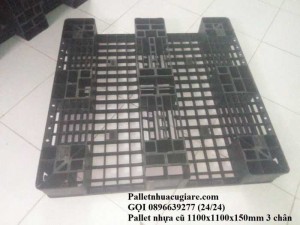 Khuyến mãi mua pallet nhựa cũ 1100x1100x150mm 3 chân - Gọi 0896639277 (24/24)
