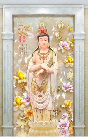 Tranh phật quan thái âm bồ tát- tranh gạch 3d
