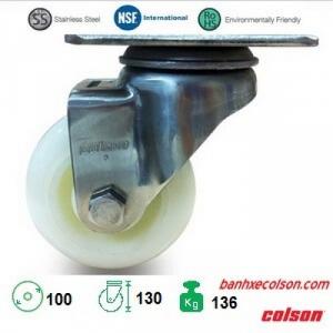Bánh xe xoay 4inch càng inox 304 nhựa pa Colson caster