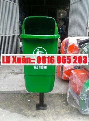 thùng rác cọc treo 2 ngăn 2 màu
