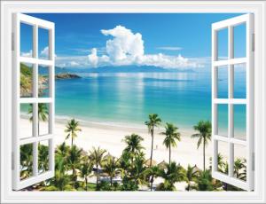 Tranh gạch 3d cửu sổ phòng khách