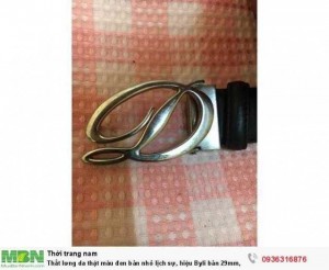 Thắt lưng da thật màu đen bản nhỏ lịch sự, hiệu Byli bản 29mm