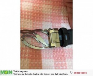 Thắt lưng da thật màu đen bản nhỏ lịch sự, hiệu Byli bản 29mm