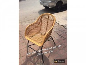 Ghế cafe mây tự nhiên chân sắt
