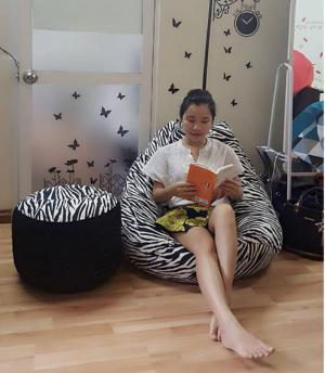 Ghế lười hạt xốp quả lê L05 vằn ngựa