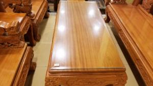 Bộ bàn ghế chạm lân 1 mặt gõ đõ 6 món tay 12