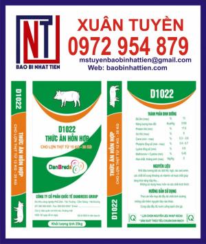 Bao PP dệt đựng thức ăn gia súc 25kg tráng PE in flexo