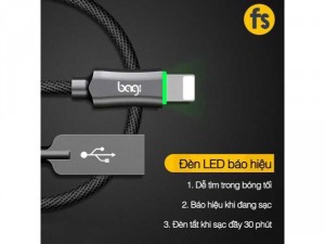 Cáp xạc BAGI IL10 Tự ngắt Pin khi đầy ( chính hãng)