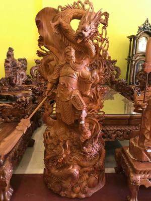 Quan Công Cưỡi Rồng Cao 1m8 Hàng Độc Gỗ Hương. Đồ Gỗ Tân Phú