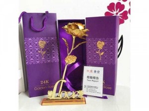 Quà tặng hoa hồng mạ vàng Full box