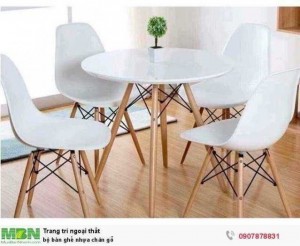 Bộ bàn ghế nhựa chân gỗ