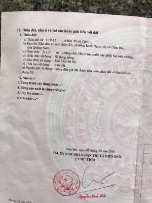 Bán đất tại khu dân cư mới 2A, xã Điện Ngọc, huyện Điện Bàn, tỉnh Quảng Nam.