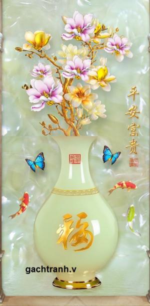 Tranh 3d bình hoa- gạch tranh 3d