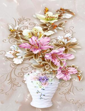 Tranh 3d bình hoa- gạch tranh 3d