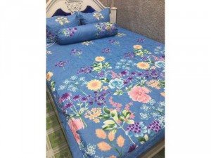 Bộ chăn ga gối cotton POLY hàng xuất khẩu mẫu hoa mùa xuân