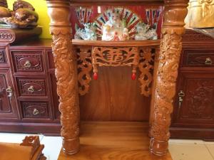 Bàn thờ ông địa gõ đỏ hộp đèn 60cm
