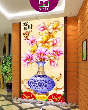 Gạch tranh 3d bình hoa