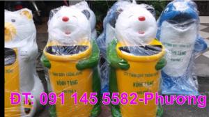 Công ty sản xuất thùng rác hình con thú tại quận 10, thùng rác công viên chim cánh cụt, thùng đựng rác