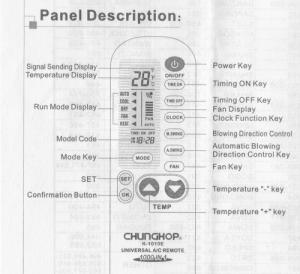 Remote Máy Lạnh Đa Năng K1010E CHUNGHOP (Chính Hãng)