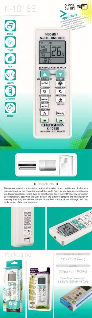 Remote Máy Lạnh Đa Năng K1018E Chunghop (News)