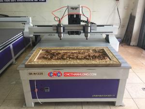 Máy cnc 1325 2 đầu đục tranh gỗ, tượng, vách ngăn