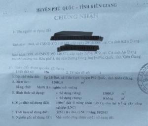 Bán 15000M Đất Tại Cửa Cạn, Phú Quốc, Kiên Giang
