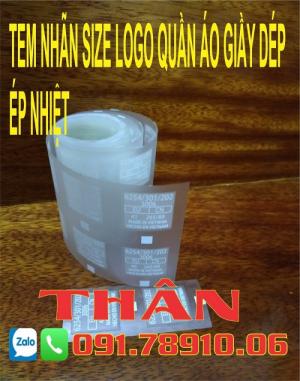 Tem nhãn size logo giầy dép ép nhiệt