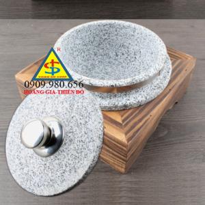 Nồi đá hàn quốc 20 cm có đế gỗ đứng
