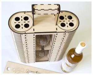 Hộp rượu vang 2 chai 1 ly trang trí quà tặng jonnydecor