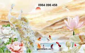 Gạch tranh chim công- tranh gạch chim công
