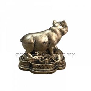 Tượng Đá Trang Trí Heo Phong Thủy - Màu Nhũ Vàng - Kích thước: Dài 10cm x Rộng 6cm x Cao 8.5cm . Giá : 150.000₫