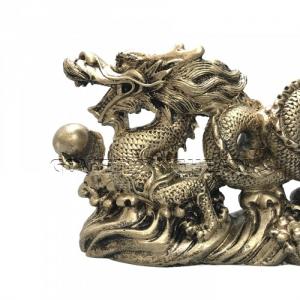 Tượng Đá Trang Trí Rồng Phong Thủy - Màu Nhũ Vàng - Kích thước: Dài 26cm x Rộng 7cm x Cao 14cm . Giá : 280.000₫