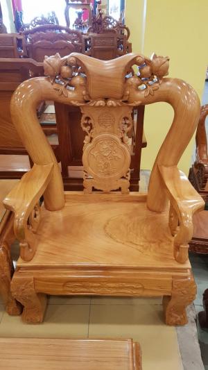 Bộ bàn ghế chạm đào tay 12 6mon
