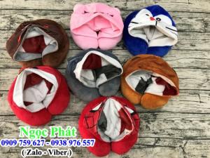 Gối kê cổ có mũ. Gối choàng cổ. Gối chữ C